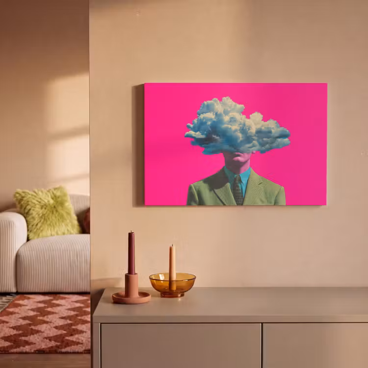 Canvas schilderij - Man - Pak - Wolk - Roze — 2