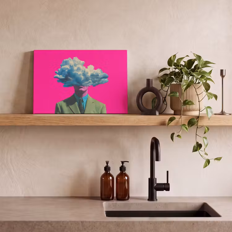 Canvas schilderij - Man - Pak - Wolk - Roze — 3