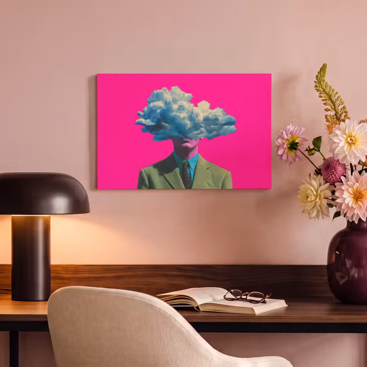 Canvas schilderij - Man - Pak - Wolk - Roze — 4