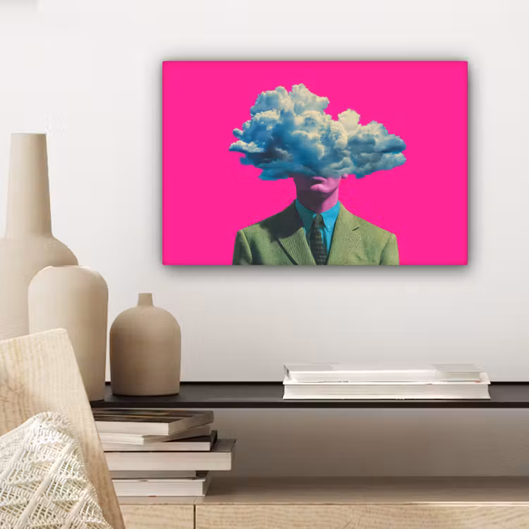 Canvas schilderij - Man - Pak - Wolk - Roze — 5