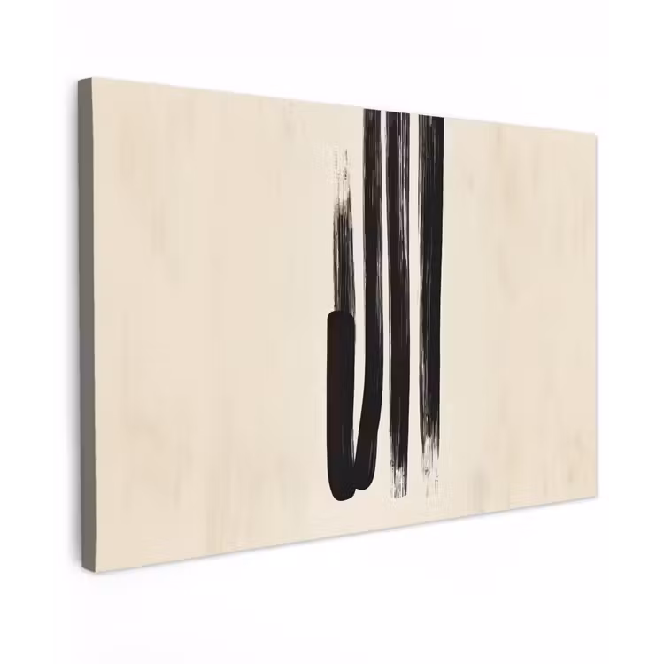 Canvas schilderij - Penseelstreken - Verticaal - Zwart — 1