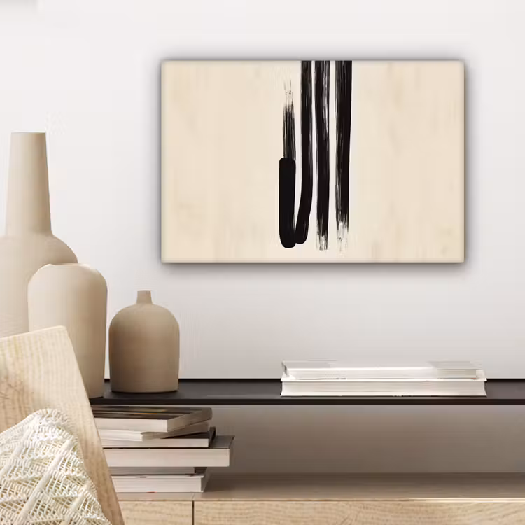 Canvas schilderij - Penseelstreken - Verticaal - Zwart — 5