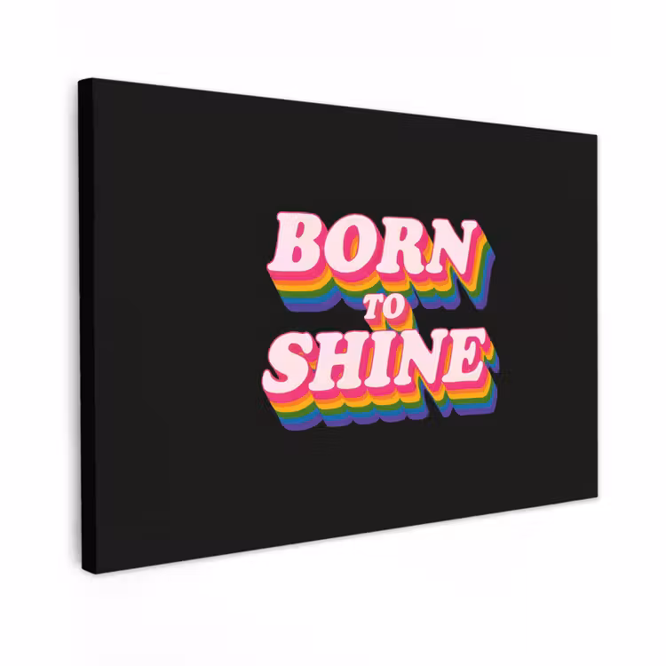 Canvas schilderij - Quote - Regenboog - Roze - Zwart — 1