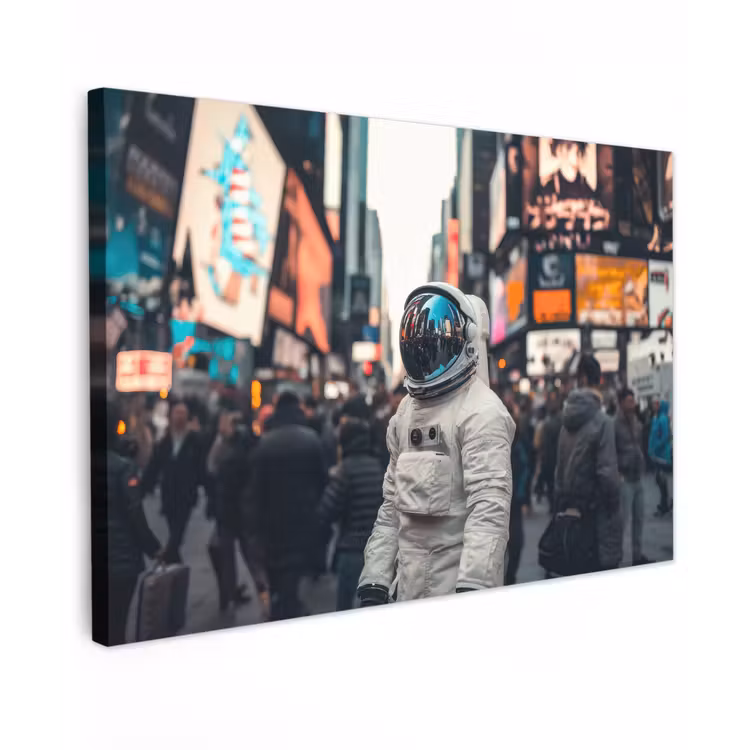 Canvas schilderij - Stad - Mensen - Astronaut - Wit — 1