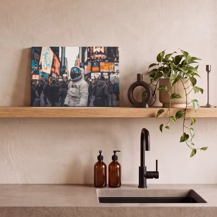 Canvas schilderij - Stad - Mensen - Astronaut - Wit — 3