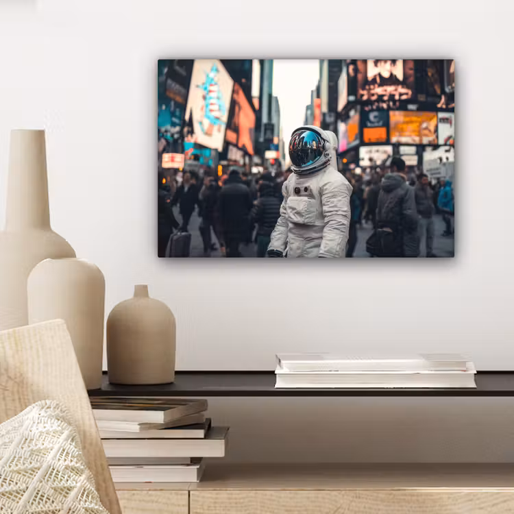 Canvas schilderij - Stad - Mensen - Astronaut - Wit — 5