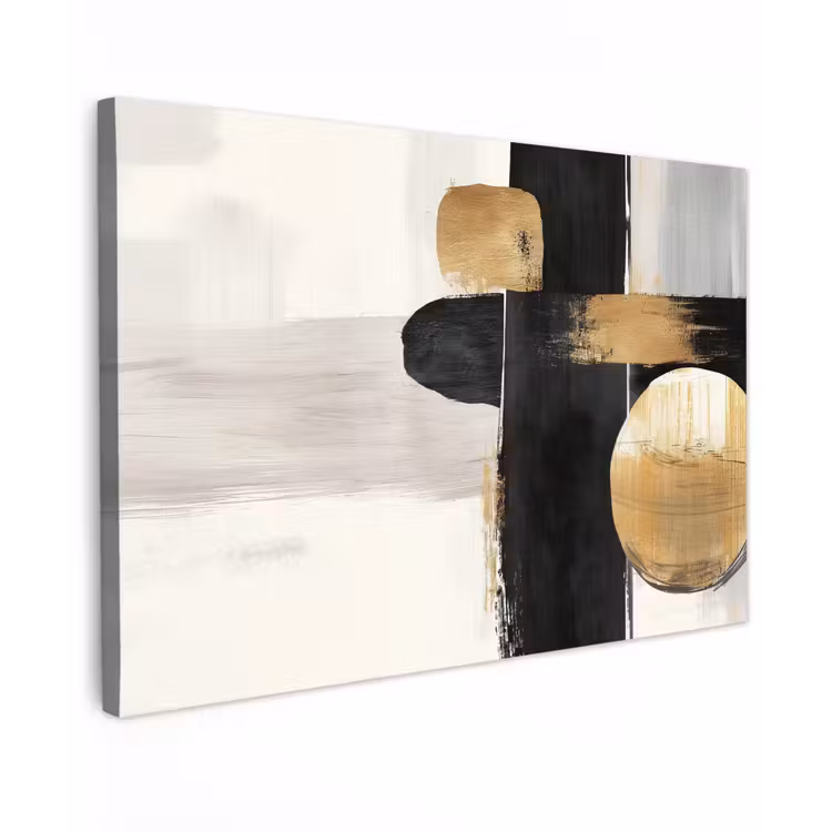 Canvas schilderij - Vormen - Penseelstreken - Abstract - Goud — 1