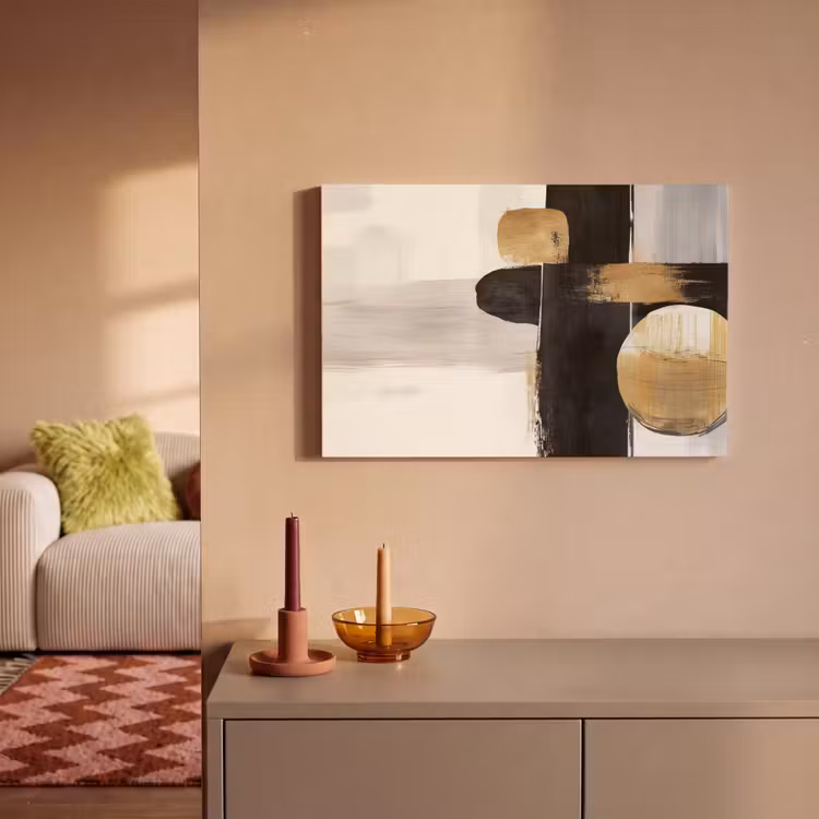 Canvas schilderij - Vormen - Penseelstreken - Abstract - Goud — 2
