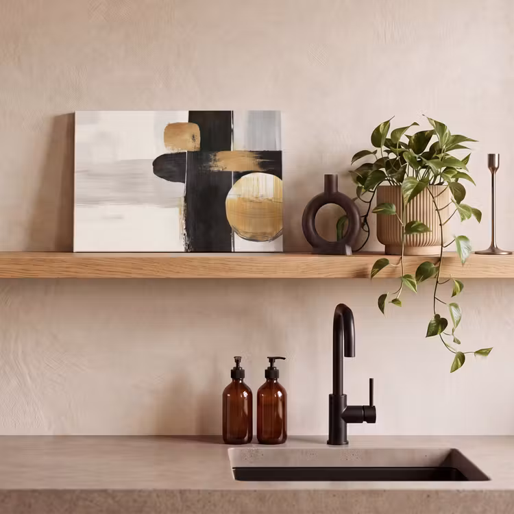 Canvas schilderij - Vormen - Penseelstreken - Abstract - Goud — 3