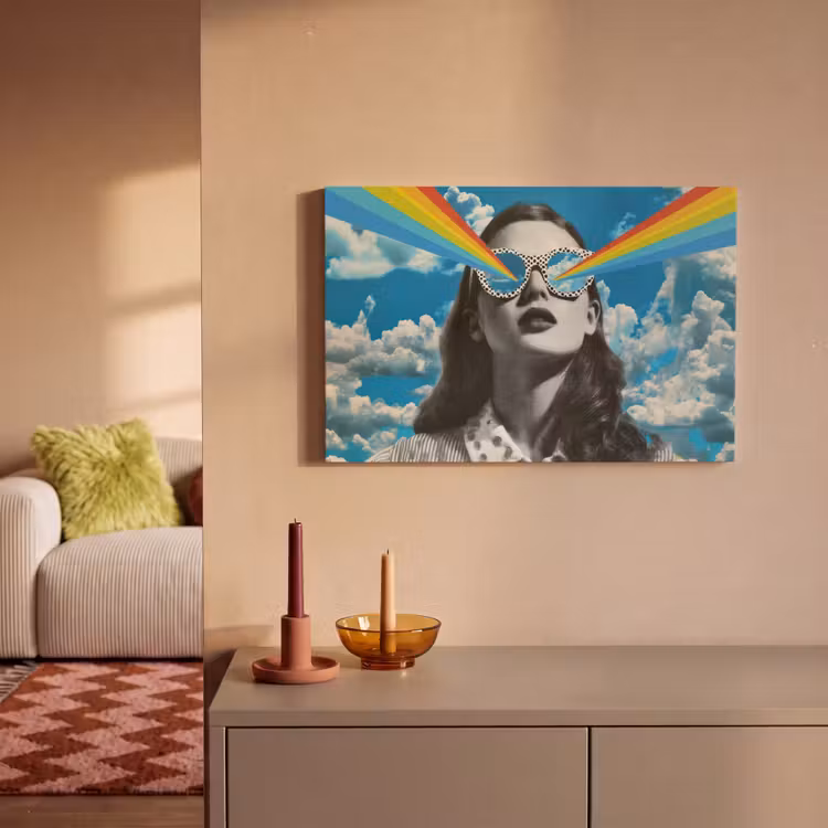 Canvas schilderij - Vrouw - Bril - Regenboog - Wolken — 2