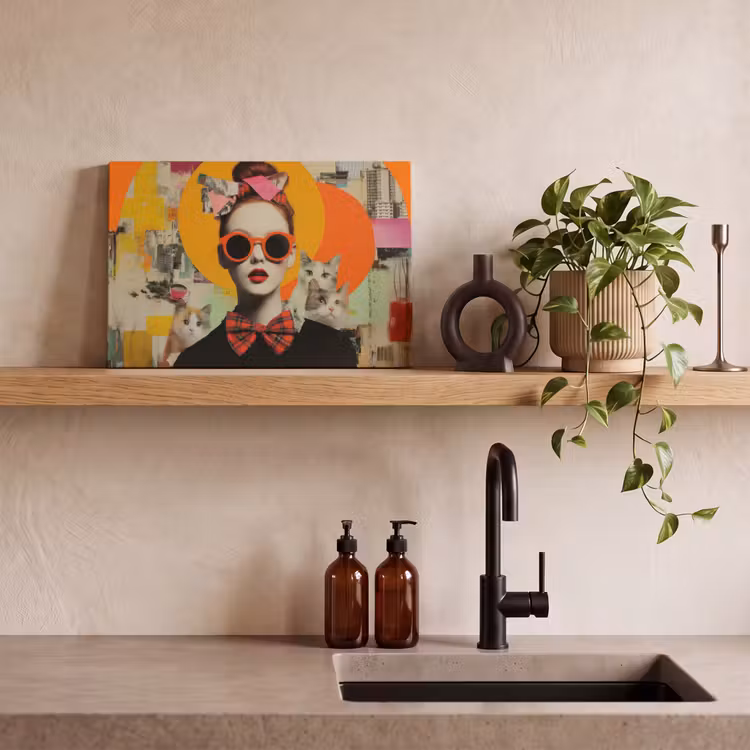 Canvas schilderij - Vrouw - Bril - Strik - Retro — 3