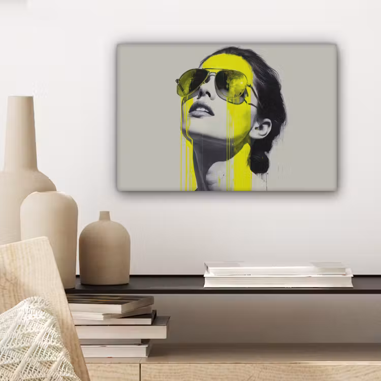 Canvas schilderij - Vrouw - Bril - Verf — 5