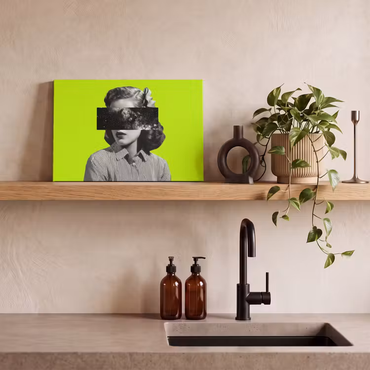 Canvas schilderij - Vrouw - Sterrenhemel - Groen — 3
