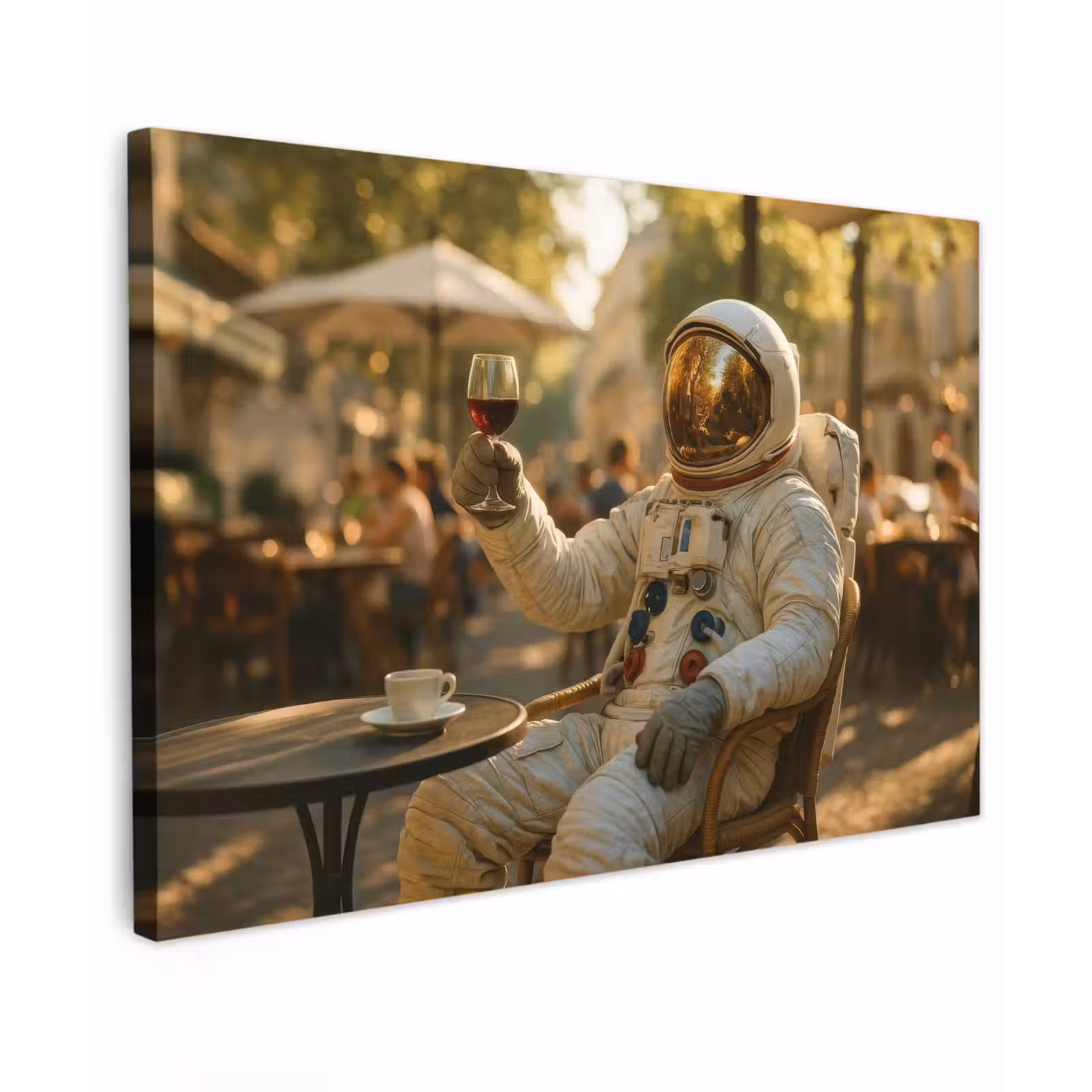 Canvas schilderij - Wijn - Rood - Terras - Koffie — 1