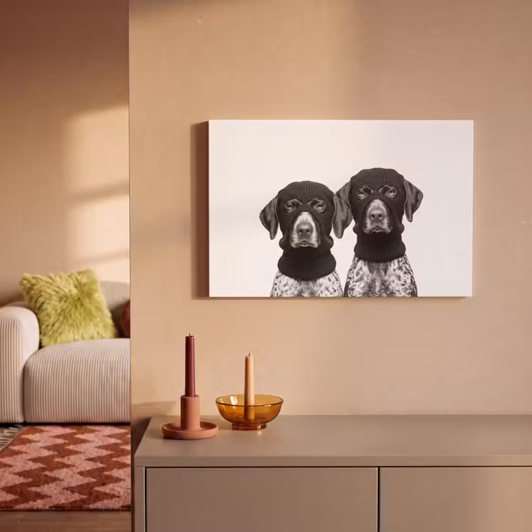 Canvas schilderij - Honden - Bivakmuts - Zwart - wit — 2
