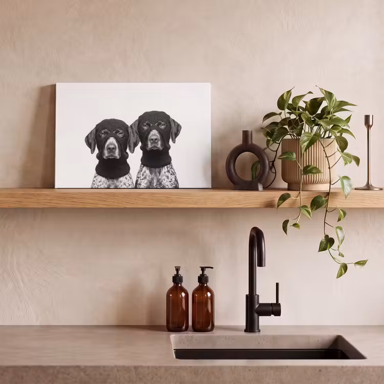 Canvas schilderij - Honden - Bivakmuts - Zwart - wit — 3