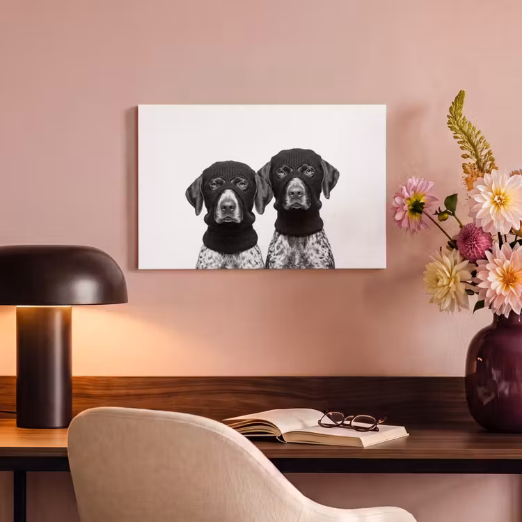 Canvas schilderij - Honden - Bivakmuts - Zwart - wit — 4