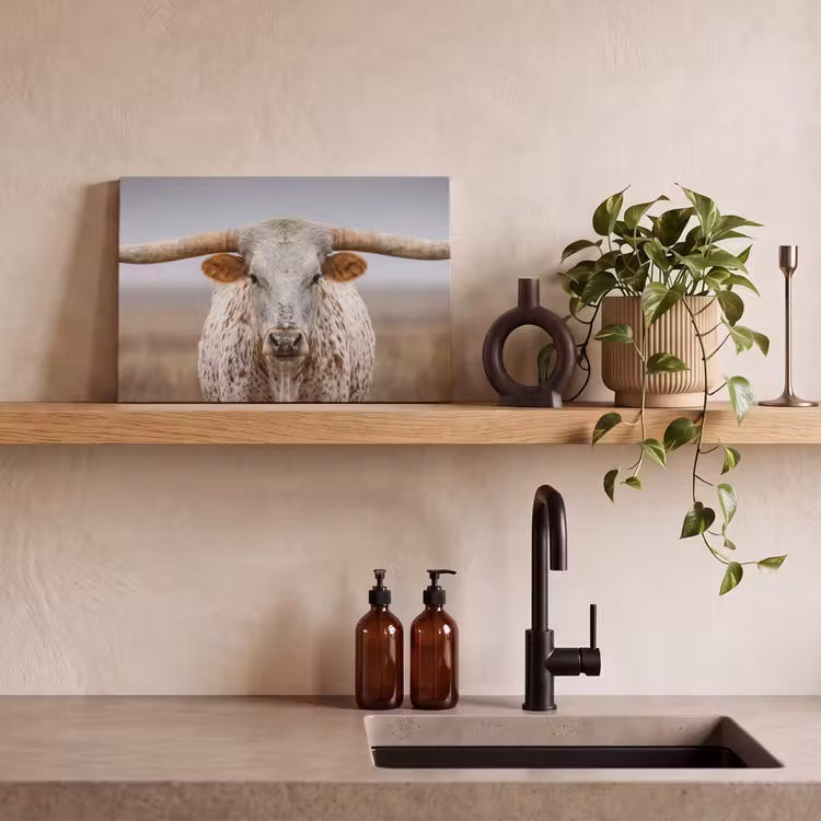 Canvas schilderij - Longhorn - Grasveld - Dier — 3