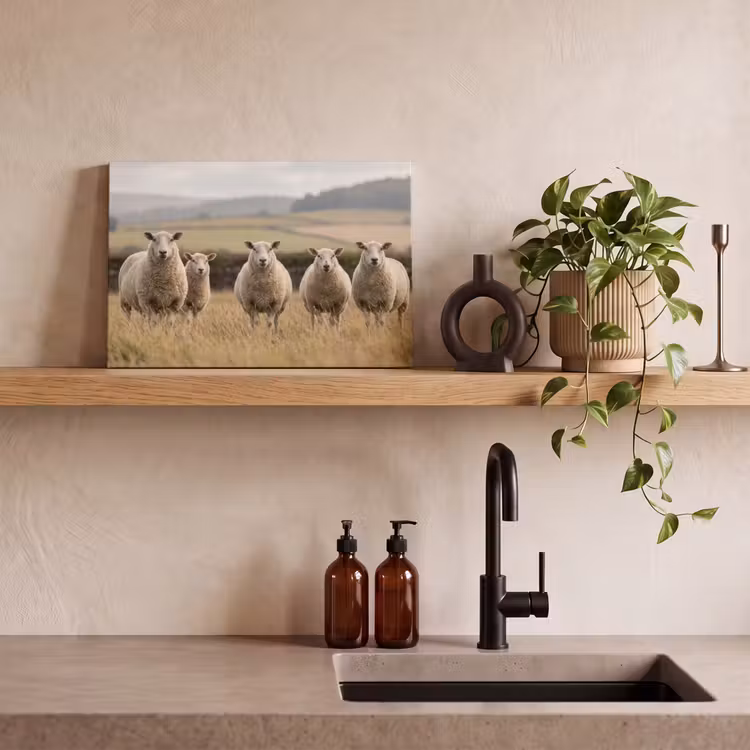 Canvas schilderij - Schapen - Weidenlandschap - Heuvels — 3
