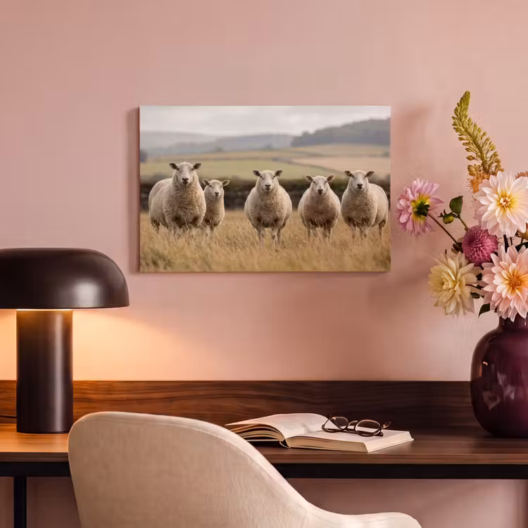 Canvas schilderij - Schapen - Weidenlandschap - Heuvels — 4