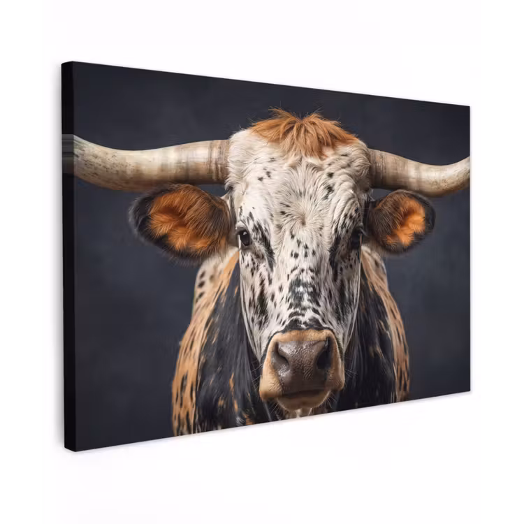 Canvas schilderij - Stier - Kleurrijk - Hoorns — 1