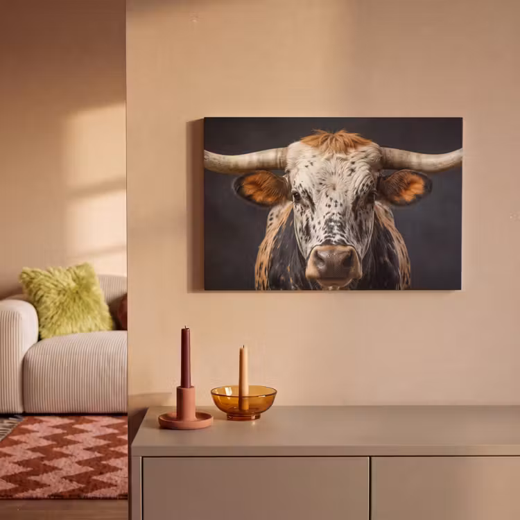 Canvas schilderij - Stier - Kleurrijk - Hoorns — 2
