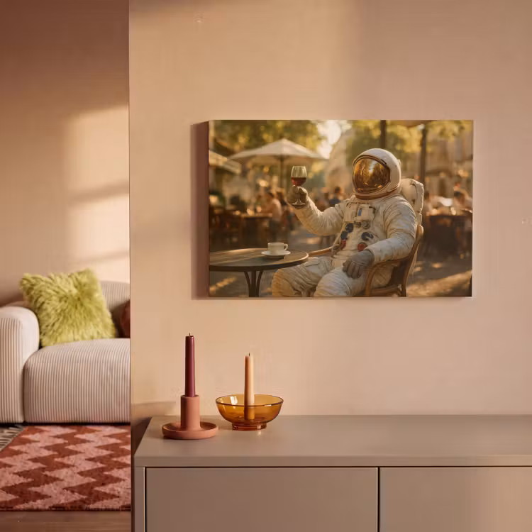 Canvas schilderij - Wijn - Rood - Terras - Koffie — 2
