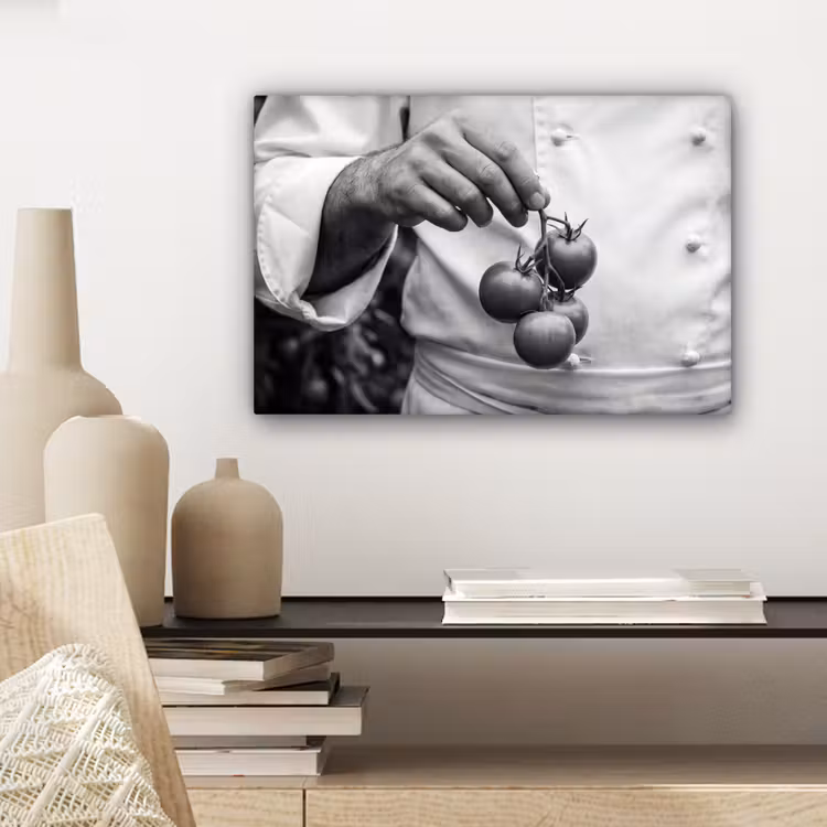 Canvas schilderij - Tomaten - Chef - Zwart - Wit — 5