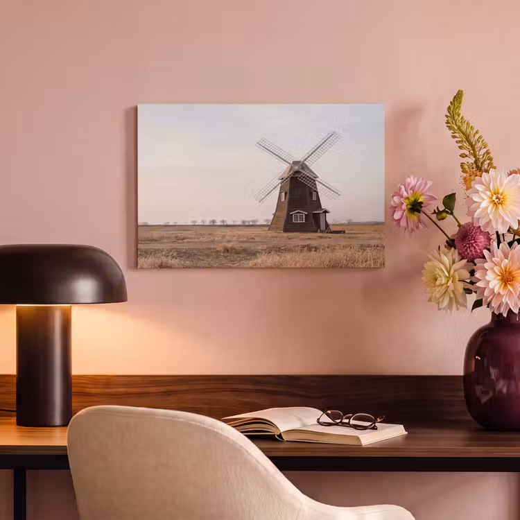 Canvas schilderij - Windmolens - Landschap - Veld — 4
