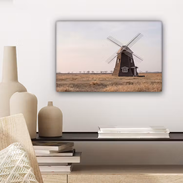 Canvas schilderij - Windmolens - Landschap - Veld — 5