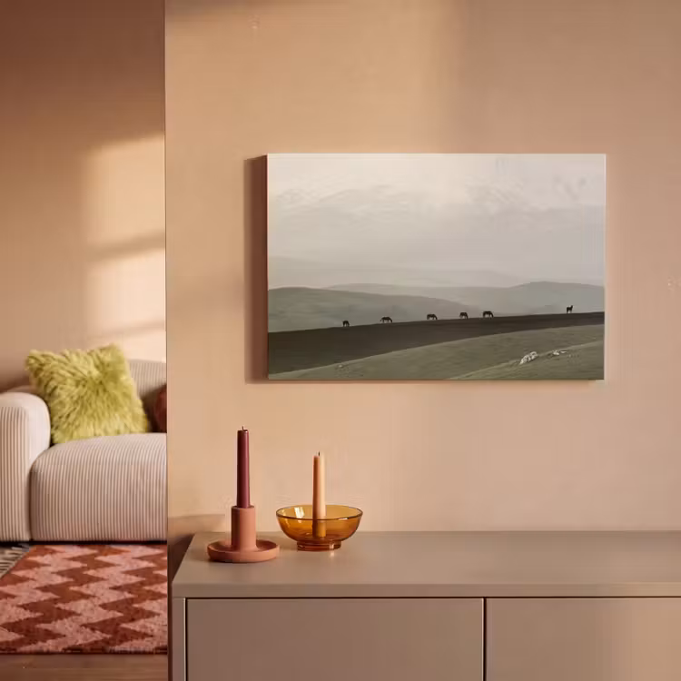 Canvas schilderij - Grijs - Berg - Paarden — 2