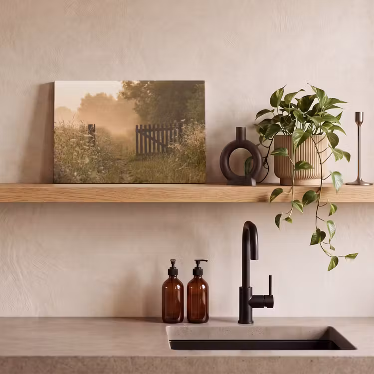 Canvas schilderij - Hek - Natuur - Mist - Veld — 3