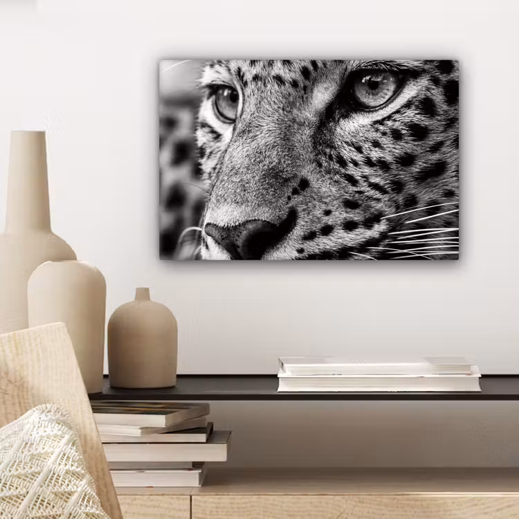 Canvas schilderij - Luipaard - Zwart - Wit - Oog — 5