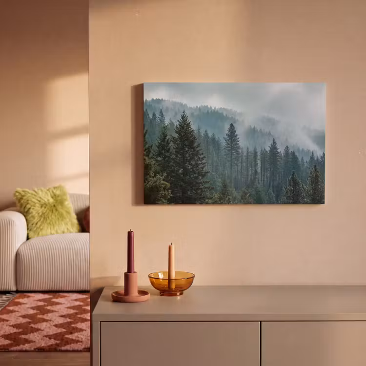 Canvas schilderij - Naaldwoud - Bergen - Mist — 2