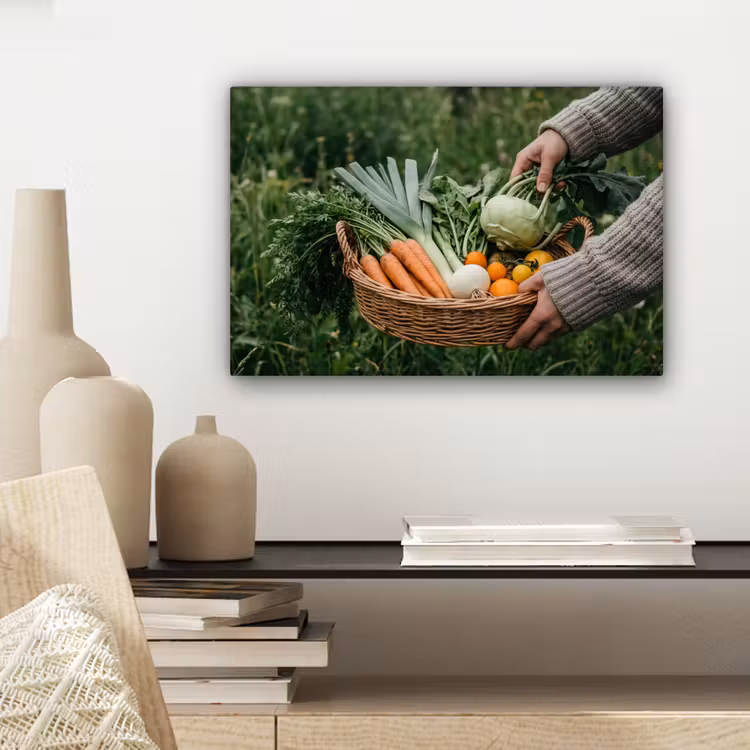 Canvas schilderij - Veld - Groenten - Biologisch - Oogst — 5