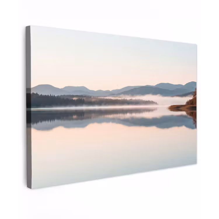 Canvas schilderij - Water - Bomen - Mistlaag — 1