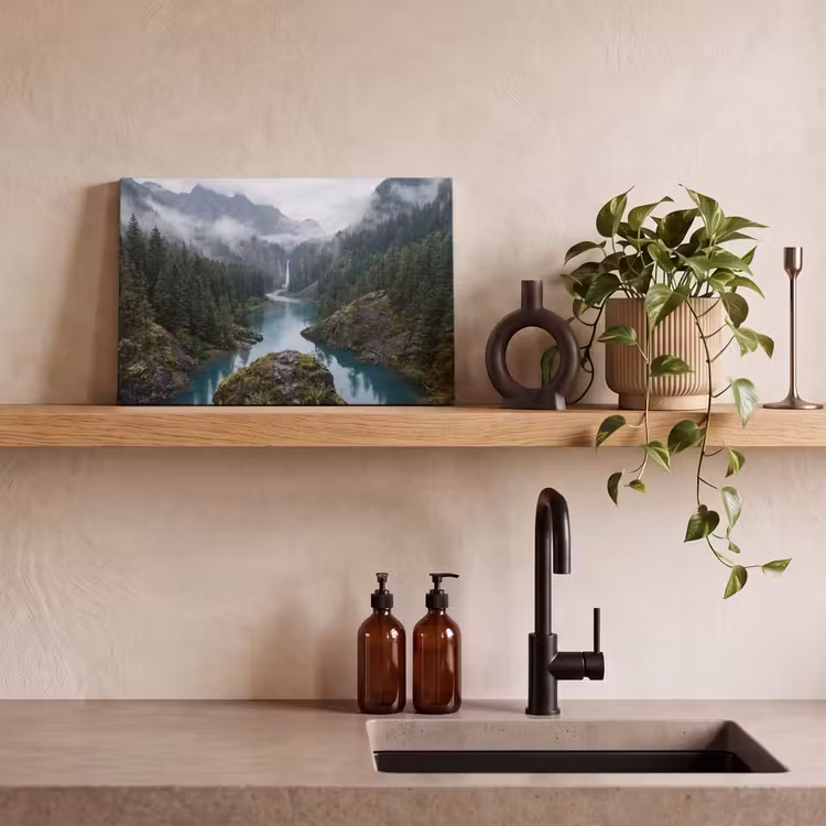Canvas schilderij - Waterval - Bomen - Bergen — 3