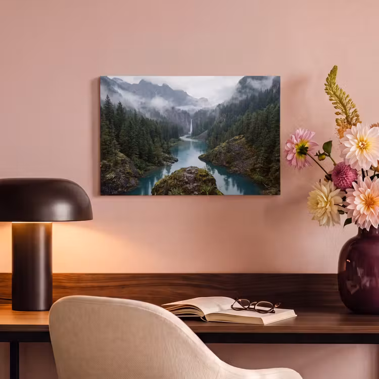 Canvas schilderij - Waterval - Bomen - Bergen — 4