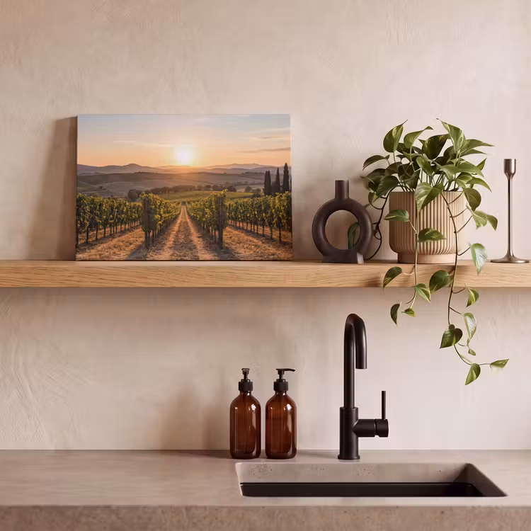 Canvas schilderij - Wijngaard - Zonsondergang - Landschap — 3