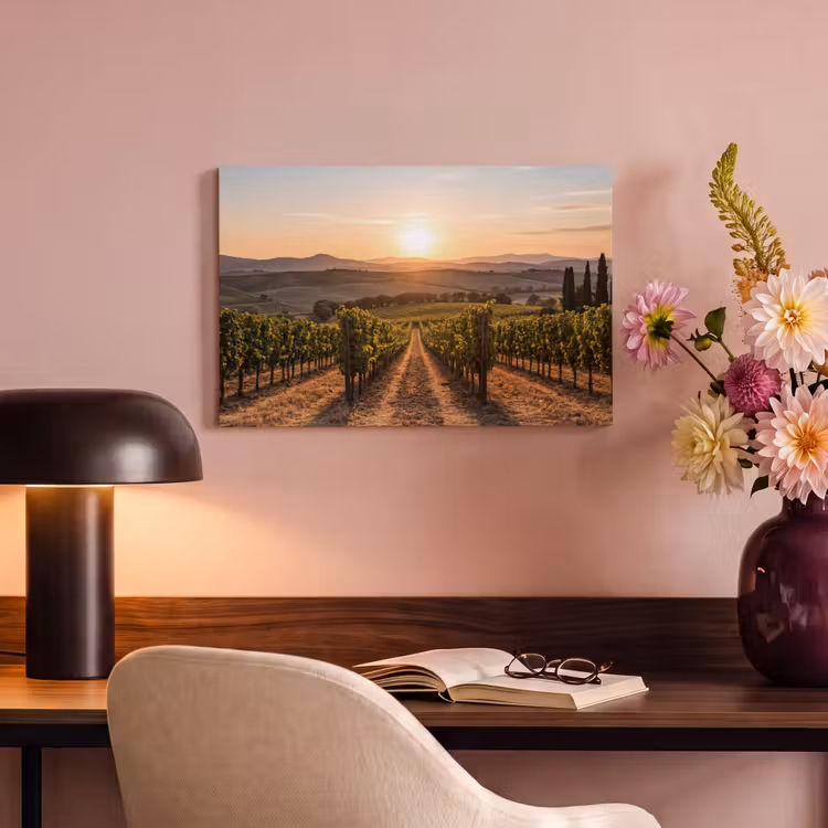 Canvas schilderij - Wijngaard - Zonsondergang - Landschap — 4