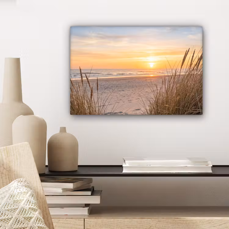 Canvas schilderij - Zonsondergang - Duinen - Zee — 5
