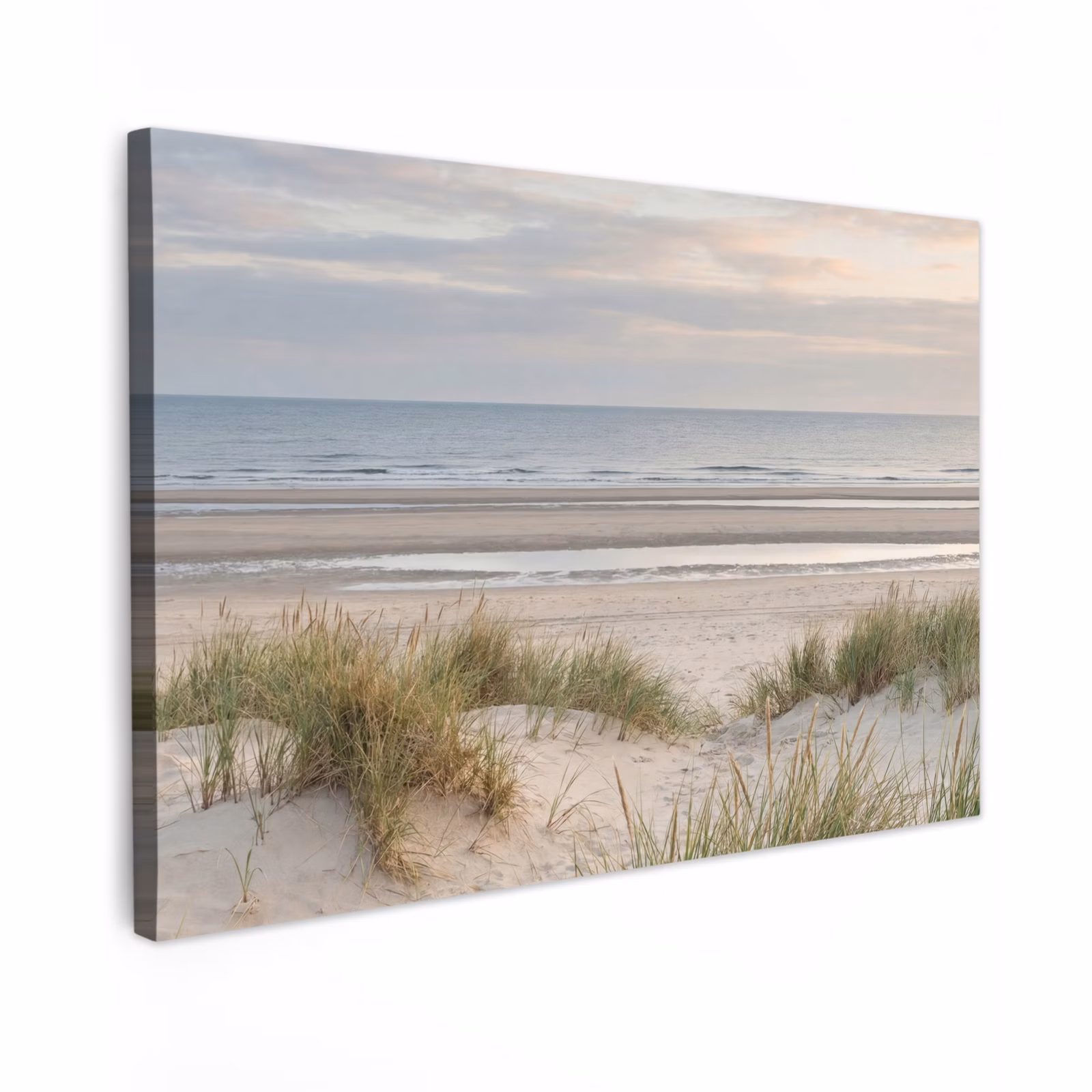 Canvas schilderij - Zandstrand - Bewolkt - Duinen — 1