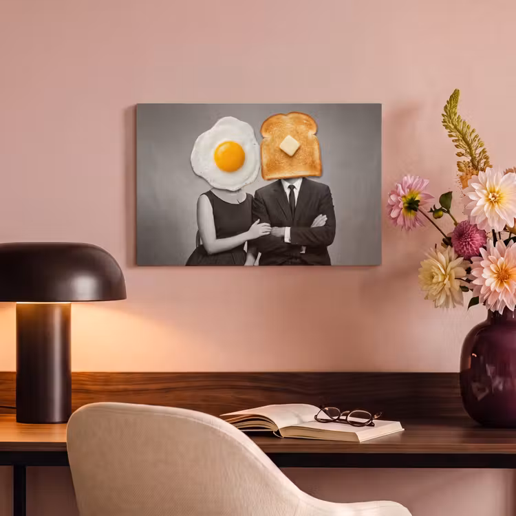 Canvas schilderij - Ontbijt - Koppel - Ei - Brood — 4