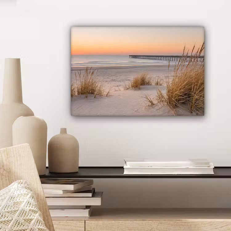 Canvas schilderij - Pier - Zonsondergang - Strand — 5