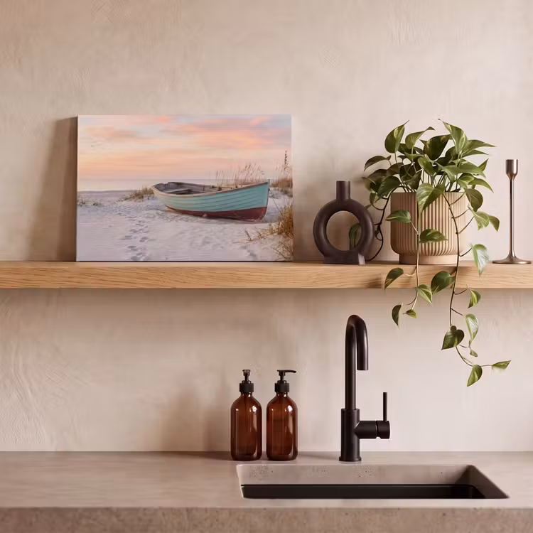 Canvas schilderij - Rustiek - Roeiboot - Zandstrand — 3