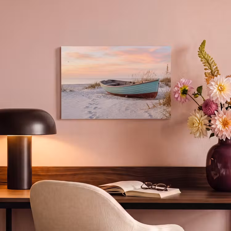 Canvas schilderij - Rustiek - Roeiboot - Zandstrand — 4