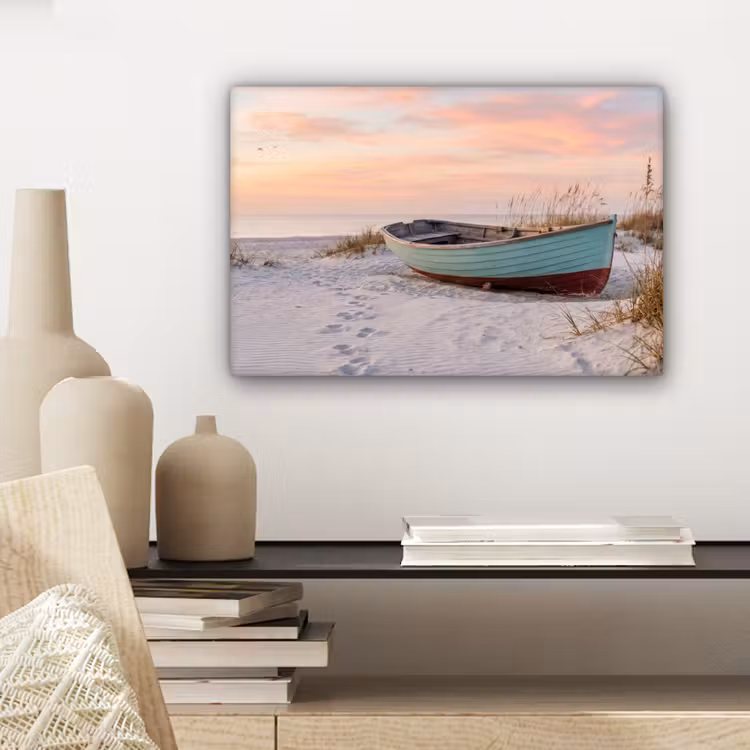 Canvas schilderij - Rustiek - Roeiboot - Zandstrand — 5