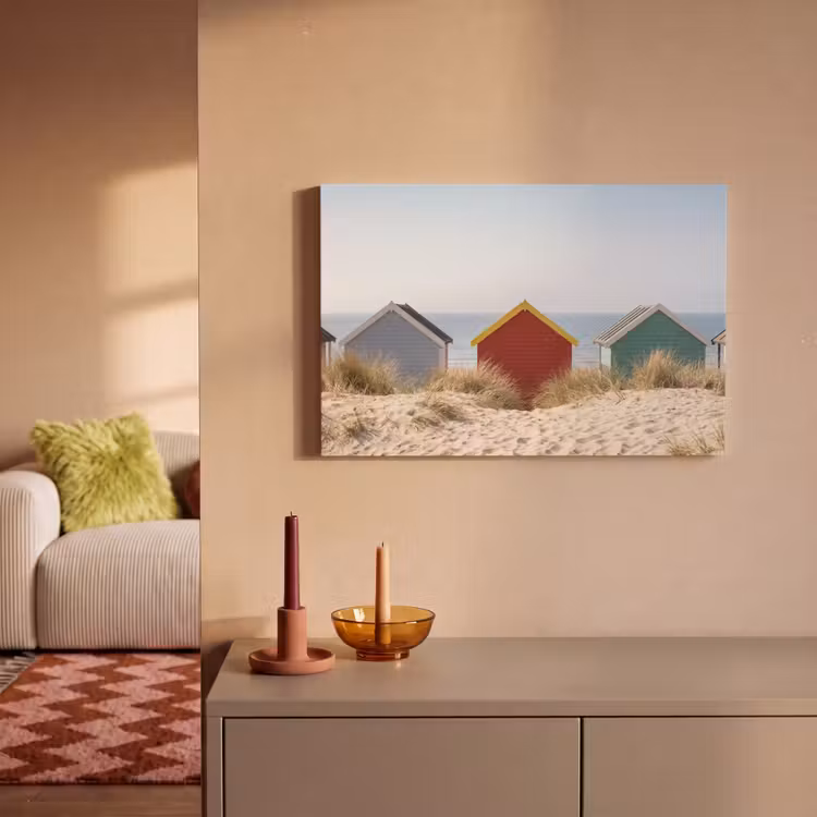 Canvas schilderij - Strand - Huisjes - Kleurrijk - Duinen — 2