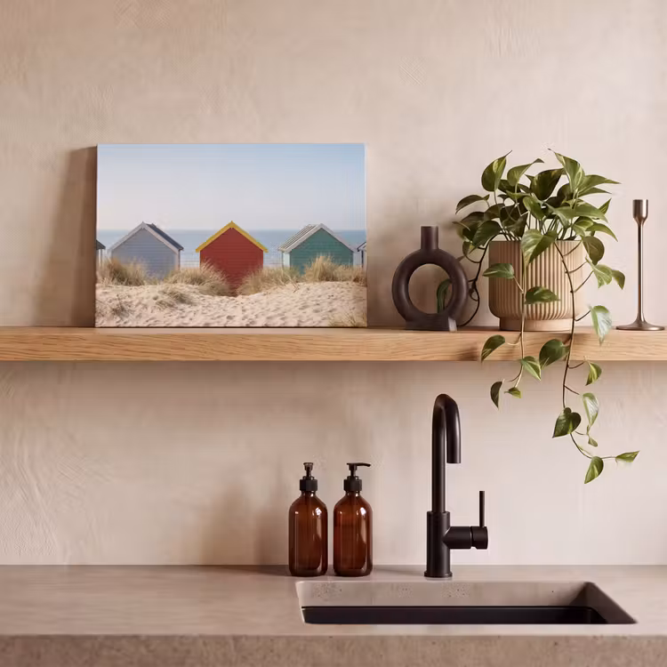 Canvas schilderij - Strand - Huisjes - Kleurrijk - Duinen — 3