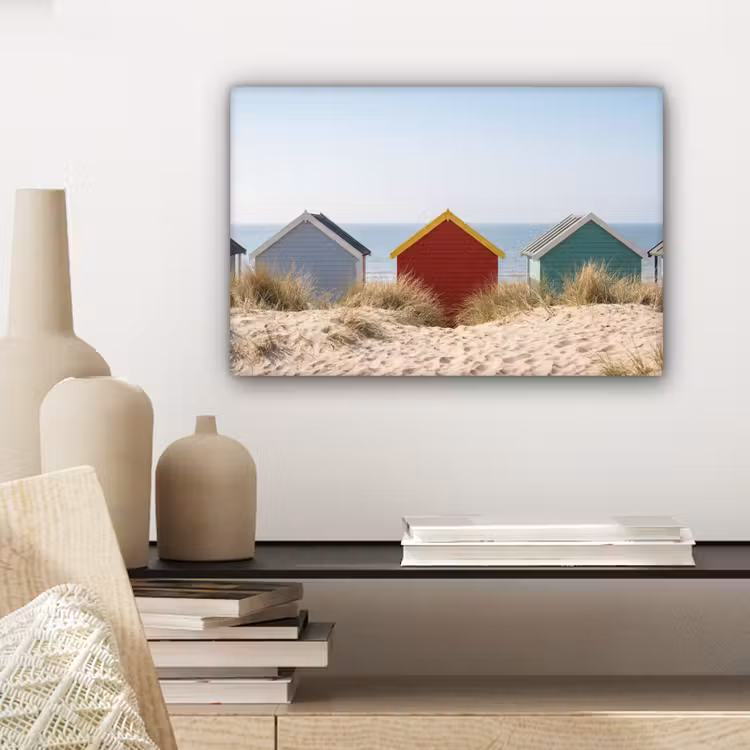Canvas schilderij - Strand - Huisjes - Kleurrijk - Duinen — 5